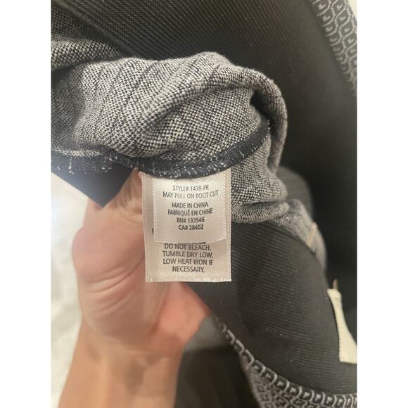 Ecru Black Pattern Elastic‎ Waist Flared Work Pants Small - Picture 7 of 8